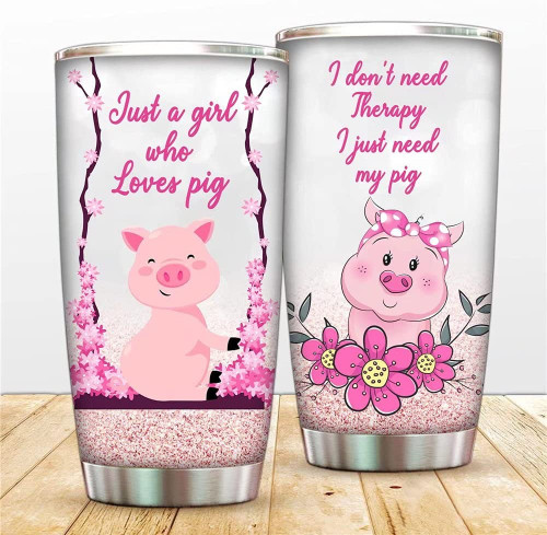 Just A Girl Who Loves Pigs Tumbler Insulated Travel CupPig Tumbler Stainless Steel Coffee Mug With Lid Straw20oz Double Wall Thermos Mug for Ice Drink Hot BeveragePig Floral Thermal Cup