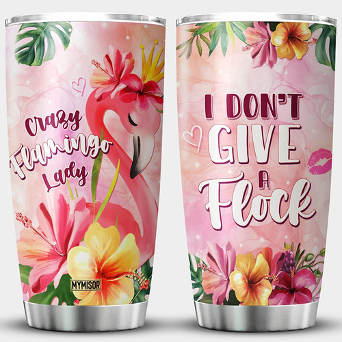 Flamingo Tumbler Vintage Coffee Mug For Women Birthday Present Flamingo Lover Gifts Stainless Steel I Dont Give A Flock Mug For Her Flower Animal Coffee Cup