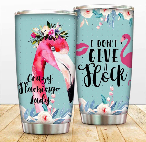I Dont Give A Flock Flamingos Travel Coffee Mug for Hot  Cold DrinksCrazy Flamingo Lady Tumbler with Lid and StrawTo Daughter Christmas Double Wall Vacuum Sporty Thermos