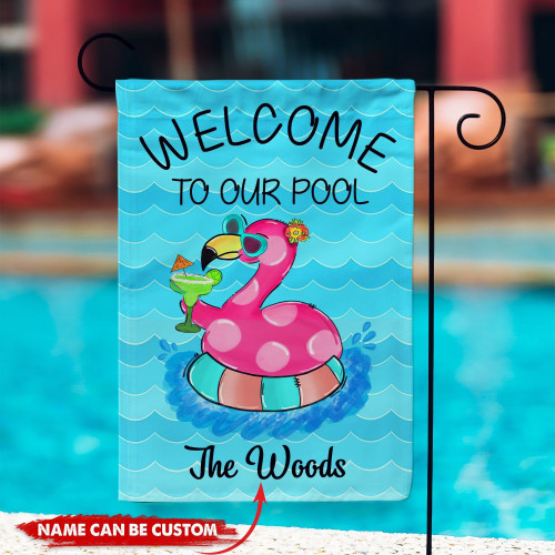 Custome Name Duck On Float Welcome Garden Flag