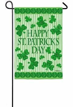 Happy St. Patrick's Day Diverse Shamrock Green Plaid Printed Garden Flag
