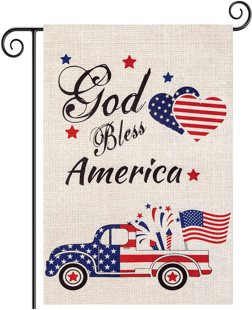 Independence Garden Flag God Bless Ameri-ca Patriotic Garden Flag Double Sided 4th of July Garden Flag Memorial Day Independence Day Americ-an Yard Flag Outdoor Home Patriotic Decorations Gifts