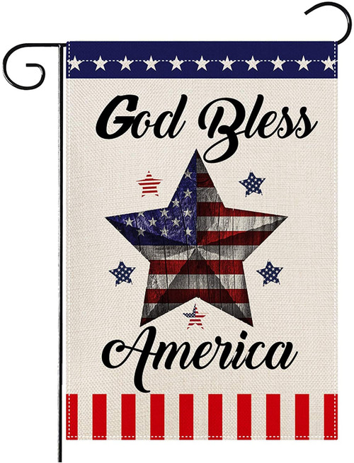 Independence Garden Flag 4th of July Garden Flag Double Sided God Bless America Patriotic Garden Flag with Strip Star American Flag Memorial Day Independence Day Yard Outdoor Home Decoration