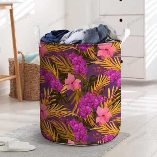 Hibiscus Watercolor Flower Hawaiian Print Laundry Basket