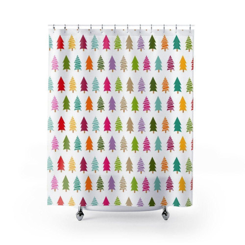 Colorful  Shower Curtain Special Custom Design Unique Gift  Home Decor Christmas Tree Patterns
