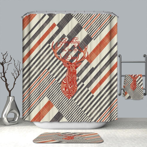 Abstract Striped Geometric With DeerArt Design 3D Printed Shower Curtain