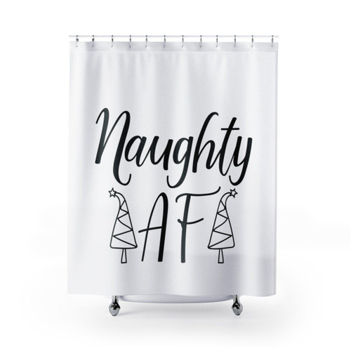 White Shower Curtain Special Custom Design Unique Gift  Home Decor Naughty AF Christmas