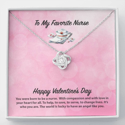 To My Favorite Nurse Valentine's Day Love Knot Necklace