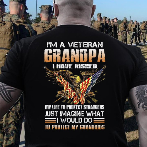 I'm A Grumpy Veteran Grandpa I Would Do To Protect My Grandkids Premium T-shirt