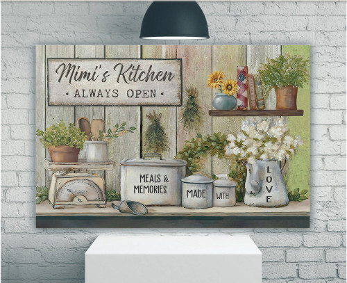 Personalized Canvas, Custom Name Kitchen Canvas, Meals And Memories Made With Love Wall Art Decor