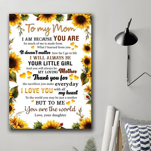 Mother's Day Gift, Personalized To My Mom Sunflower Canvas, I Love You With All My Heart, Sunflower Wall Art Decor Home