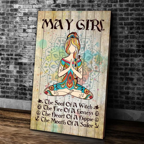 Yoga Canvas, Home Wall Art Decor, Birthday Gifts Idea, May Girl Yoga The Soul Of A Witch Portrait Canvas