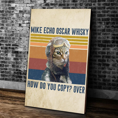 Cat Canvas, Gift For Cat's Lover, Mike Echo Oska Whisky How Do You Copy Over Pilot Cat Vintage Canvas