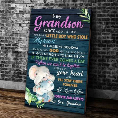 To My Grandson Once Upon A Time There Was A Little Boy Who Stole My Heart, He Called Me Grandma Matte Canvas