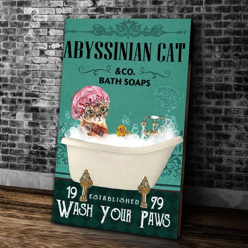 Abyssinian Cat Bath Soap Canvas, Best Gift For Cat Lovers, Cute Cat Wall Art