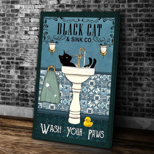 Black Cat & Sink Co. Wash Your Paws Matte Canvas