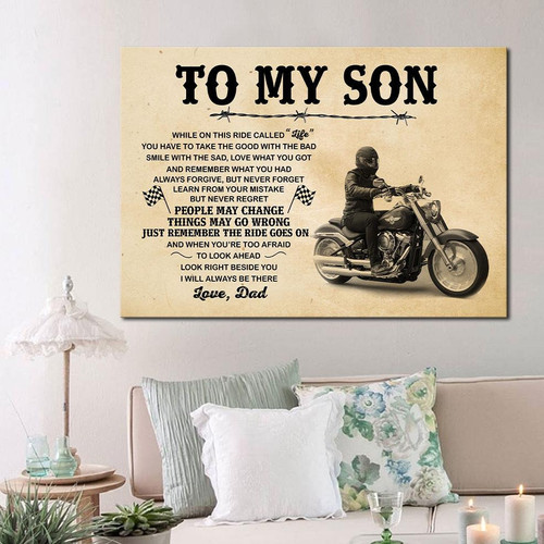 Son Canvas, Gift Ideas For Son, To My Son While On This Ride Called Life Canvas, Gift From Dad