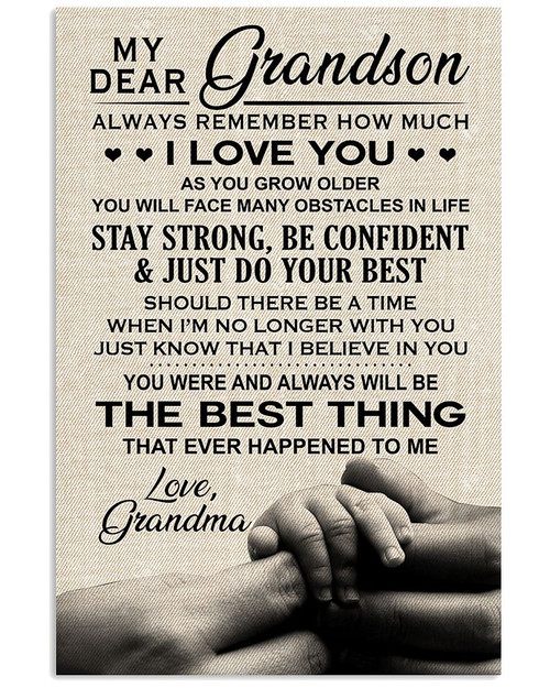Grandson Canvas, My Dear Grandson Always Remember How Much I Love You Hand In Hand Canvas