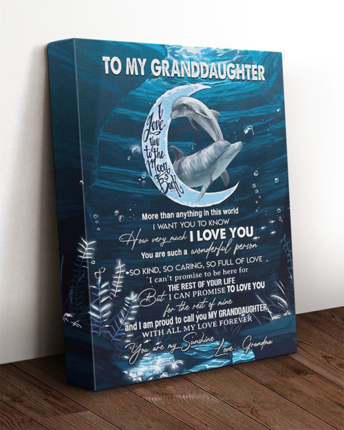 Personalized To My Granddaughter More Than Anything In This World I Want You To Know How Very Much I Love You Dolphin Canvas