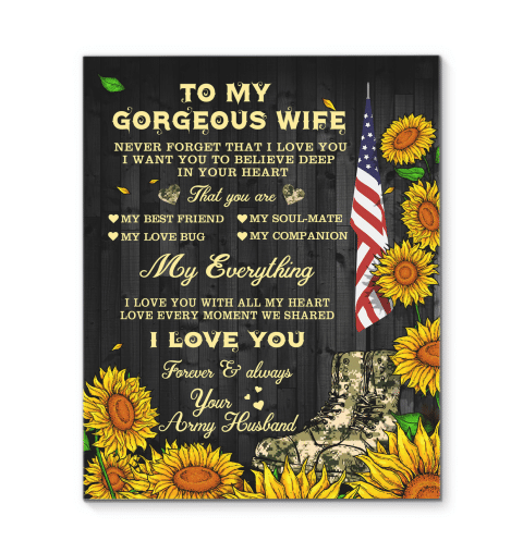 Veteran To My Gorgeous Wife Canvas Never Forget That I Love You Sunflowers Matte Canvas