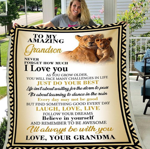 Personalized To My Amazing Grandson Never Forget How Much I Love You, Love Your Grandma Fleece Blanket