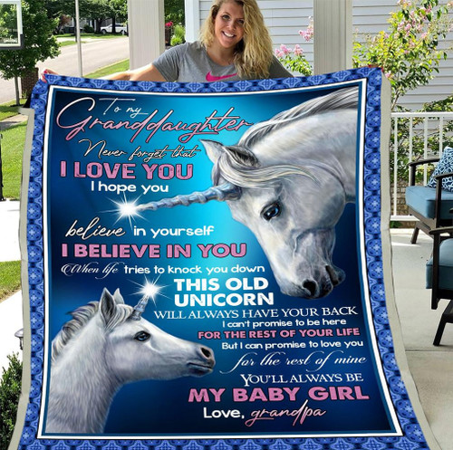 Personalized To My Granddaughter Never Forget That I Love You, You'll Always My Baby Girl Unicorn Fleece Blanket