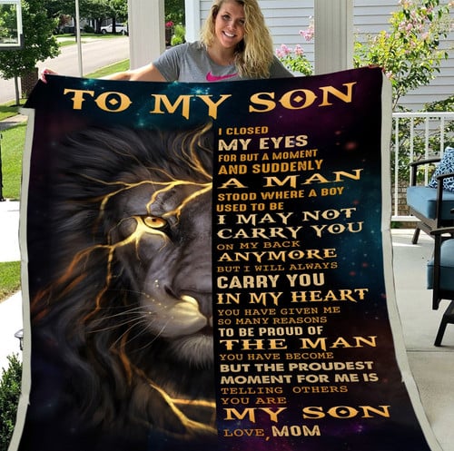 Personalized Lion Son Blanket, To My Son I Close My Eyes For But A Moment And Suddenly Fleece Blanket