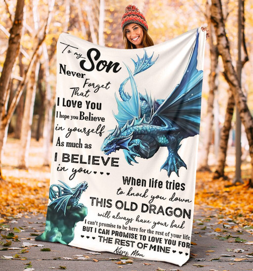 Son Blanket To My Son Never Forget That I Love You Dragon Fleece Blanket, Gift Ideas For Son