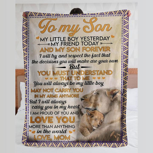 Personalized To My Son Blanket, Gifts For Son, Christmas Gifts Idea For Son, Birthday Gifts Lion Fleece Blanket
