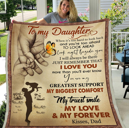 Personalized To My Daughter When It's Too Hard To Look Back And You're Too Afraid Butterfly Fleece Blanket