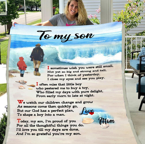 To My Son Blanket, Birthday's Gift Idea For Son, Love Letter From Mom Fleece Blanket