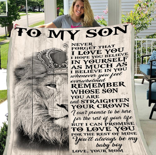 Personalized Blanket, To My Son Never Forget That I Love You Lion Fleece Blanket