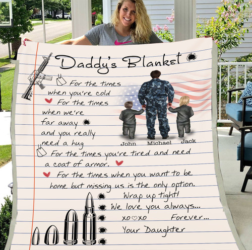 Personalized Army Blanket, Army Custom Blanket, For The Times When You're Cold Daddy's Fleece Blanket