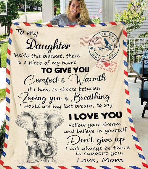 To My Daughter Inside This Fleece Blanket, Elephant Blanket, Gift For Daughter