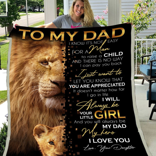 Personalized To My Dad Blanket, Gifts For Dad, Father's Day Gifts, Love From Your Daughter Lion Fleece Blanket
