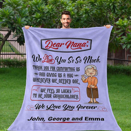 Personalized Dear Grandma Thank You For Comforting Us And Giving Us A Hug  Fleece Blanket