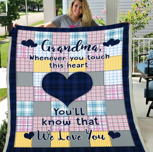 Grandma Blanket Whenever You Touch This Heart You'll Know That We Love You Fleece Blanket