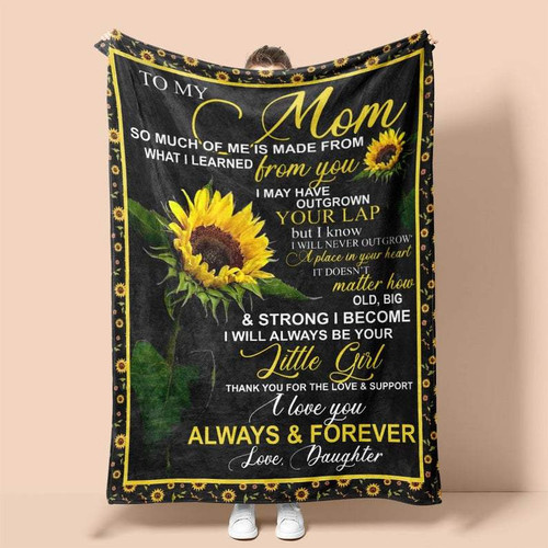 Personalized To My Mom Blanket Love From Daughter Sunflower, Gifts For Mom, Mother's Day Gifts From Daughter Fleece Blanket
