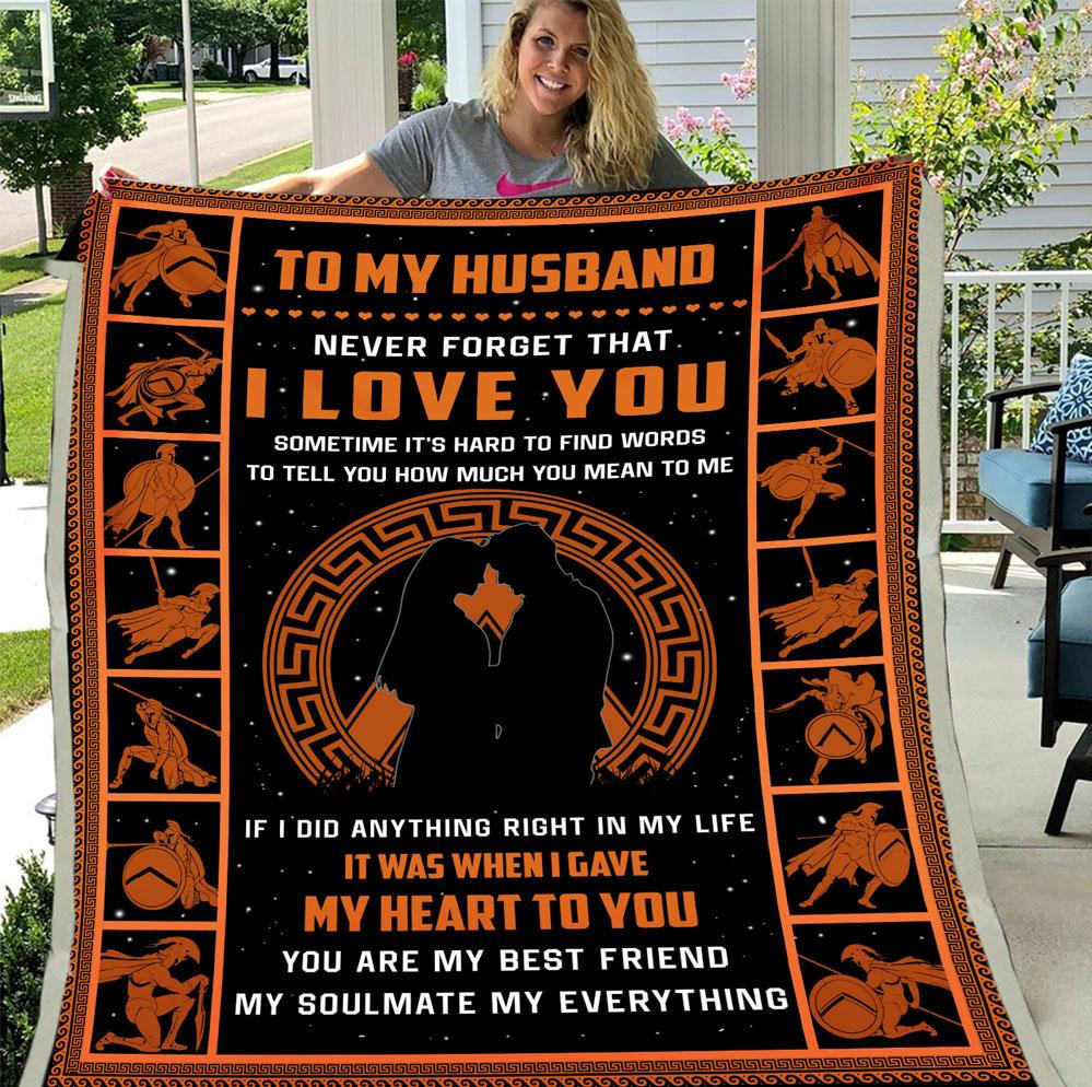 To My Husband Never Forget That I Love You, You Are My Soulmate My Everything Sherpa Blanket