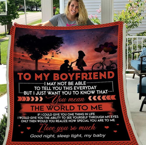 To My Boyfriend I May Not Be Able To Tell You Boyfriend And Girlfriend Sunset Couple Sherpa Blanket