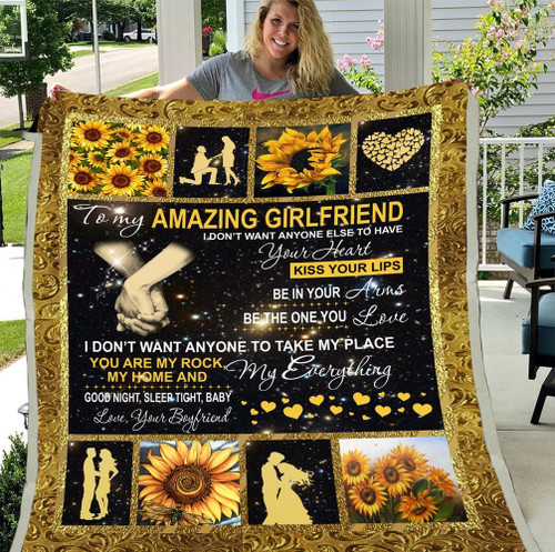 To My Amazing Girlfriend I Don't Want Anyone To Take My Place Boyfriend And Girlfriend Sunflower Hippie Sherpa Blanket