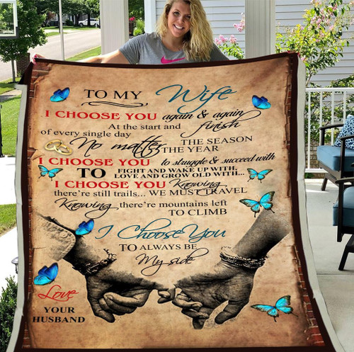 Husband To Wife I Choose You Again & Again At The Start And Finish Butterfly Sherpa Blanket