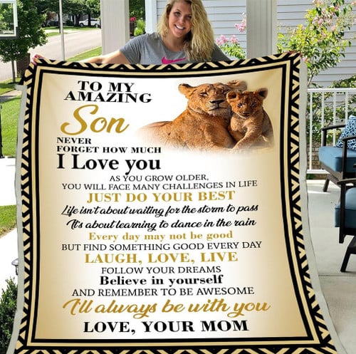 Personalized To My Amazing Son Never Forget How Much I Love You, Love Your Mom Sherpa Blanket