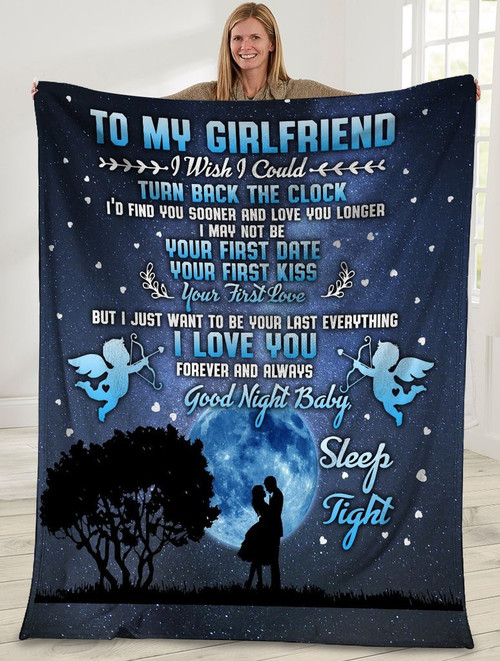 To My Girlfriend I Wish I Could Turn Back The Clock Boyfriend And Girlfriend In The Moonlight Sherpa Blanket