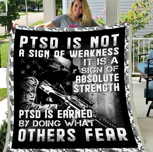 Veteran Blanket, PTSD Is Not A Sign Of Weakness Sherpa Blanket