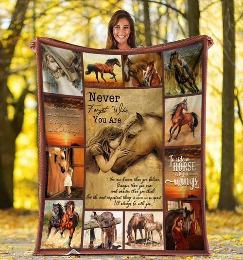 To My Daughter Never Forget Who You Are Little Girl Kissing Horse Sherpa Blanket