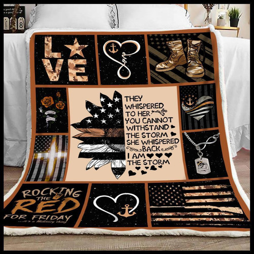 Veteran Blanket, Gift For Veterans, They Whispered To Her You Cannot Withstand Sherpa Blanket