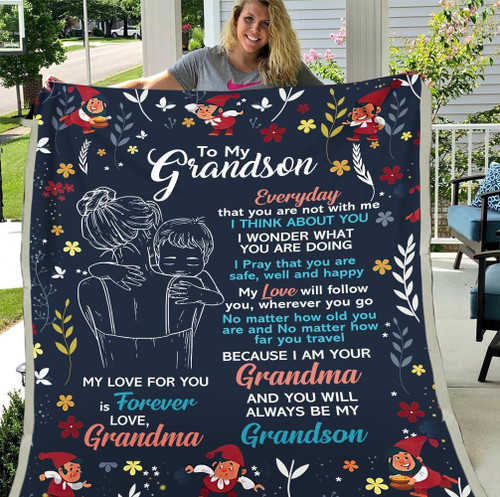 Personalized Blanket To My Grandson Everyday That You Are Not With Me I Think About You Sherpa Blanket