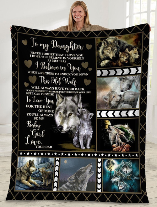 To My Daughter Never Forget That I Love You Grey Wolf Sherpa Blanket