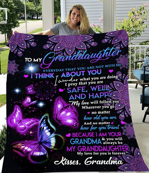 Personalized Blanket To My Granddaughter Everyday That You Are Not With Me, I Think About You Sherpa Blanket